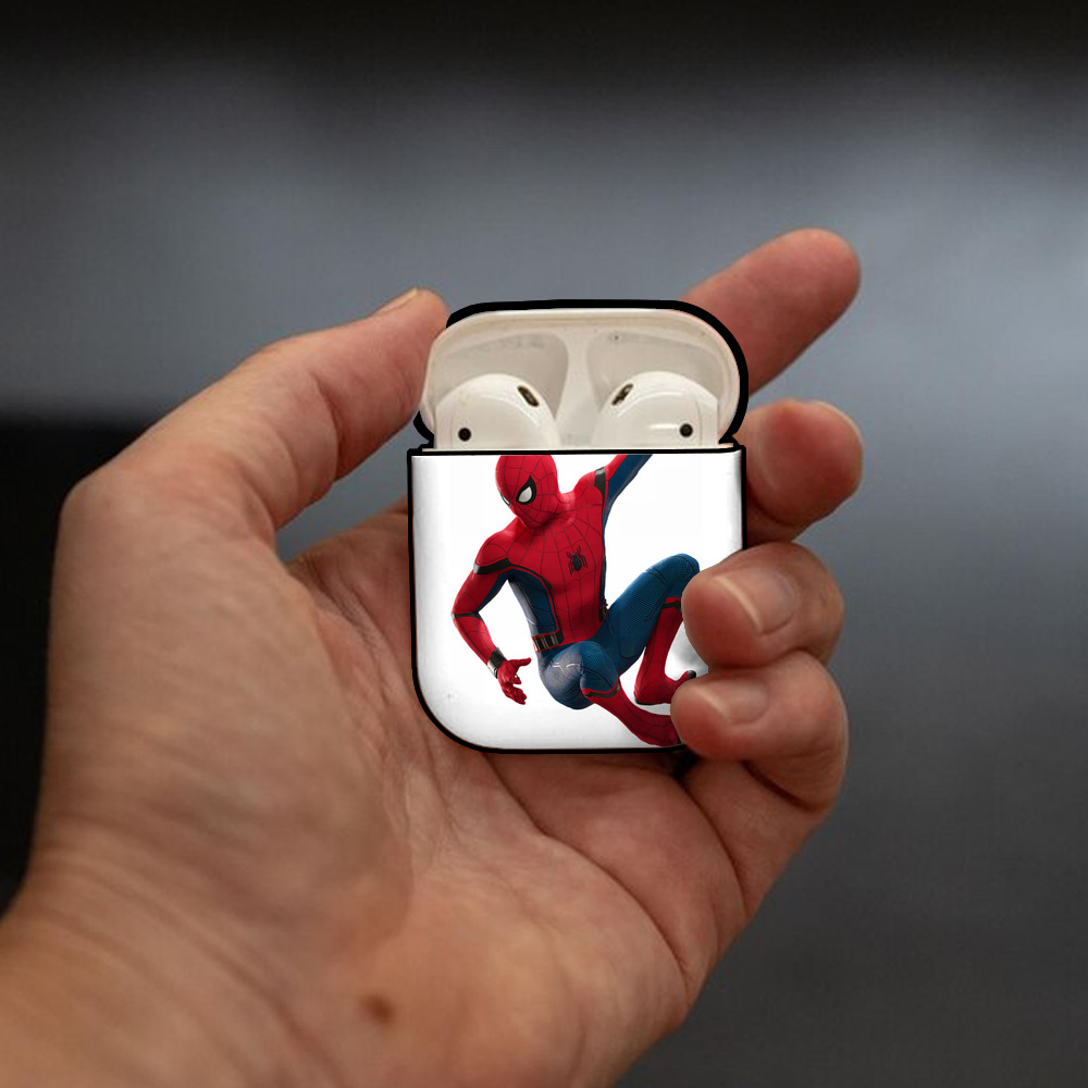 Spider Man スパイダーマン AirPods 第2世代保護ケース ハードシェル ブラック 耐衝撃・防指紋・カラビナ付き