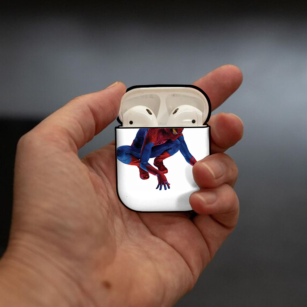 Spider Man スパイダーマン AirPods 第2世代保護ケース ハードシェル ブラック 耐衝撃・防指紋・カラビナ付き
