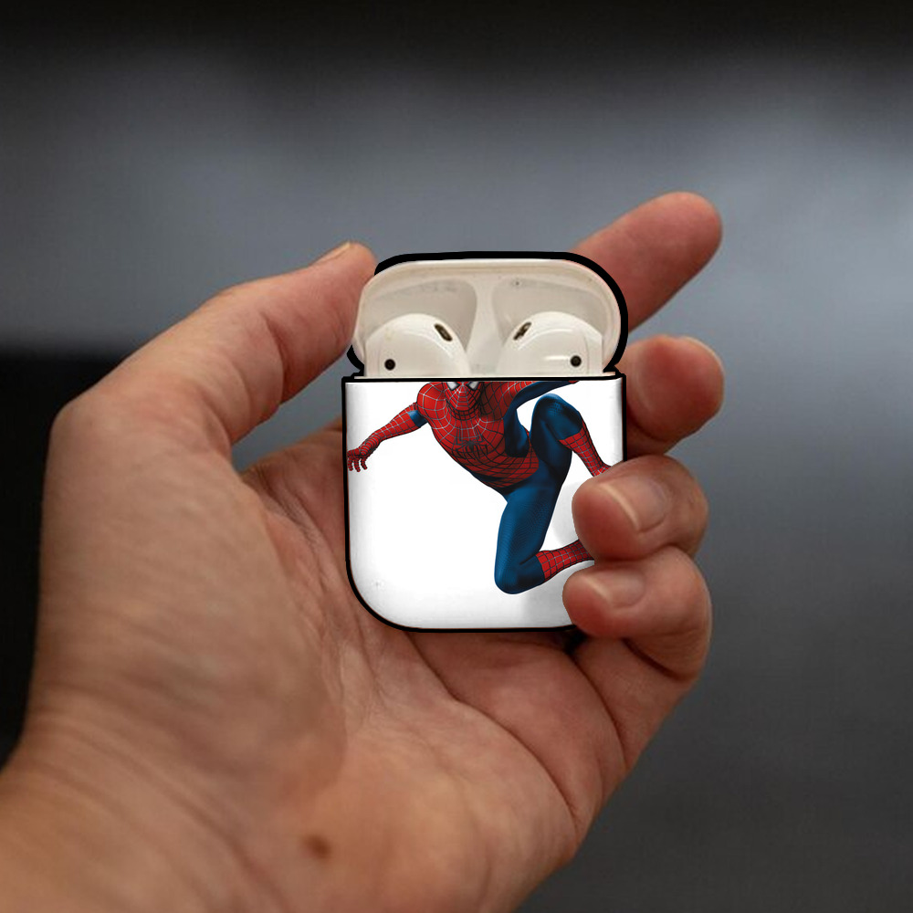 Spider Man スパイダーマン AirPods 第2世代保護ケース ハードシェル ブラック 耐衝撃・防指紋・カラビナ付き