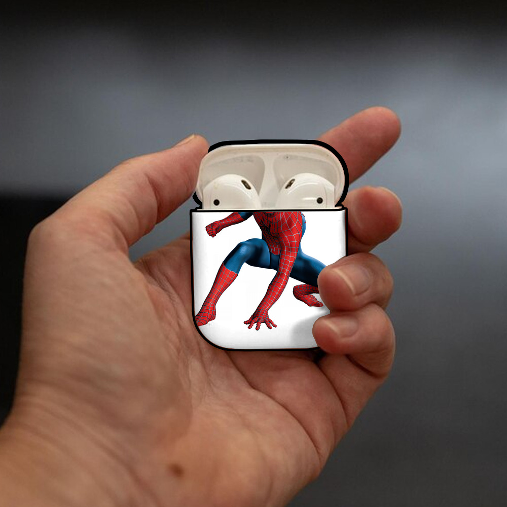 Spider Man スパイダーマン AirPods 第2世代保護ケース ハードシェル ブラック 耐衝撃・防指紋・カラビナ付き