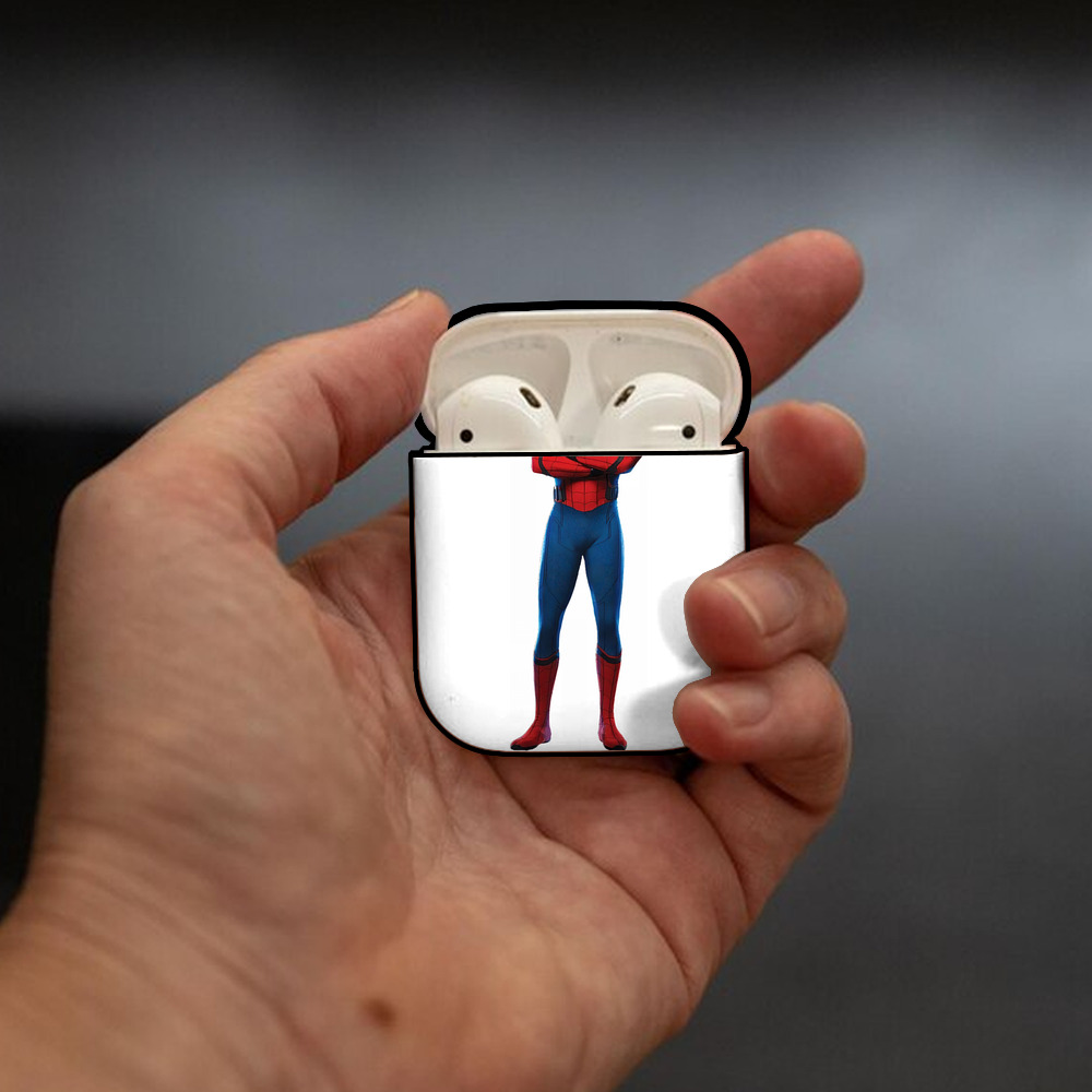 Spider Man スパイダーマン AirPods 第2世代保護ケース ハードシェル ブラック 耐衝撃・防指紋・カラビナ付き