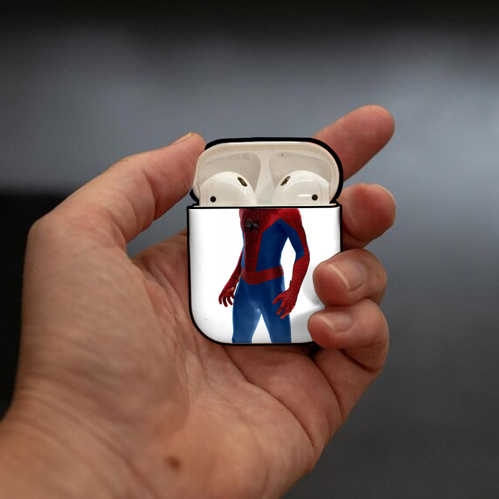 Spider Man スパイダーマン AirPods 第2世代保護ケース ハードシェル ブラック 耐衝撃・防指紋・カラビナ付き