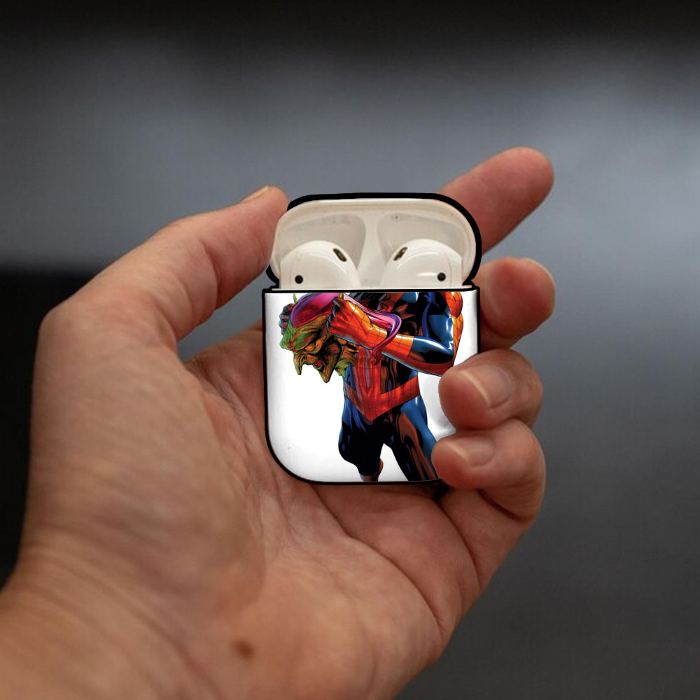 Spider Man スパイダーマン AirPods 第2世代保護ケース ハードシェル ブラック 耐衝撃・防指紋・カラビナ付き