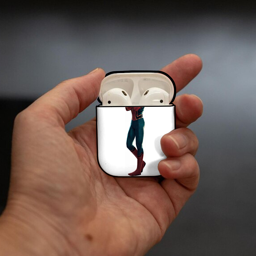 Spider Man スパイダーマン AirPods 第2世代保護ケース ハードシェル ブラック 耐衝撃・防指紋・カラビナ付き