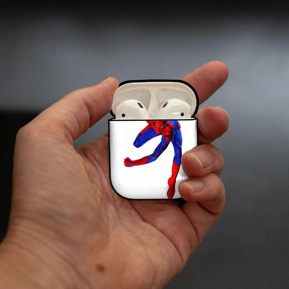 Spider Man スパイダーマン AirPods 第2世代保護ケース ハードシェル ブラック 耐衝撃・防指紋・カラビナ付き