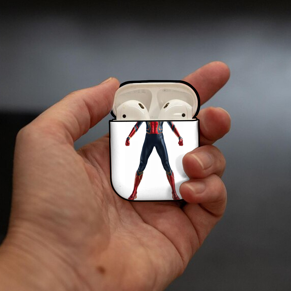 Spider Man スパイダーマン AirPods 第2世代保護ケース ハードシェル ブラック 耐衝撃・防指紋・カラビナ付き