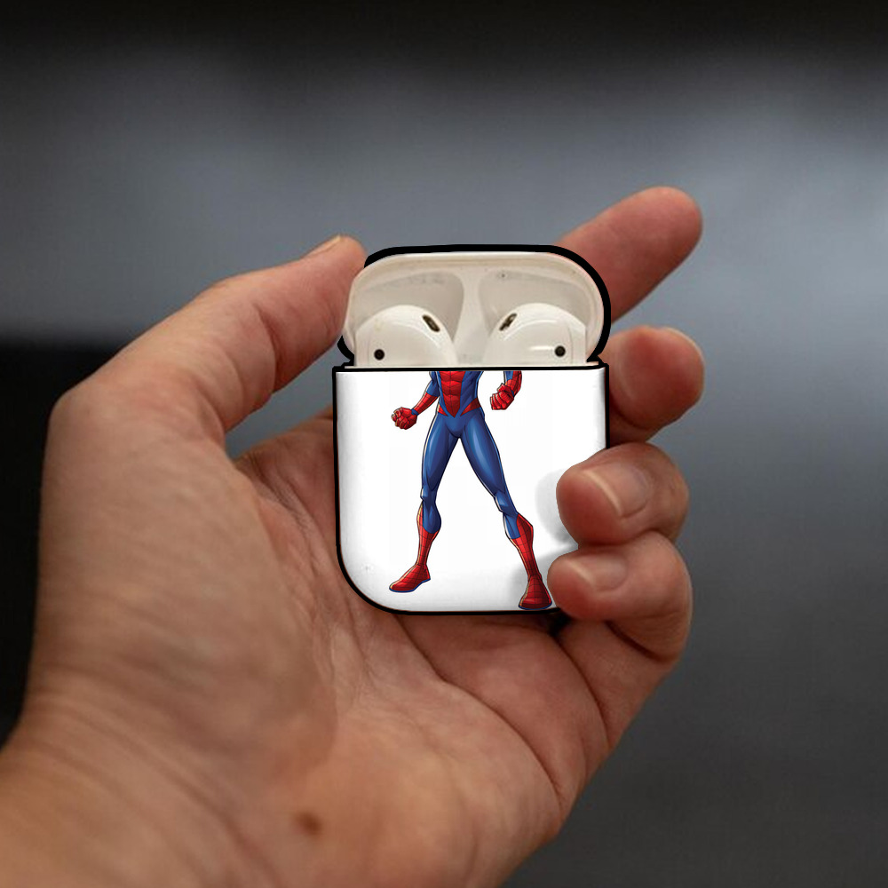 Spider Man スパイダーマン AirPods 第2世代保護ケース ハードシェル ブラック 耐衝撃・防指紋・カラビナ付き