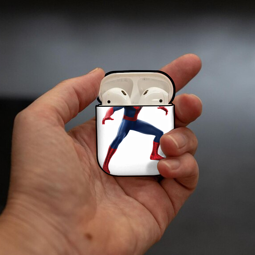 Spider Man スパイダーマン AirPods 第2世代保護ケース ハードシェル ブラック 耐衝撃・防指紋・カラビナ付き