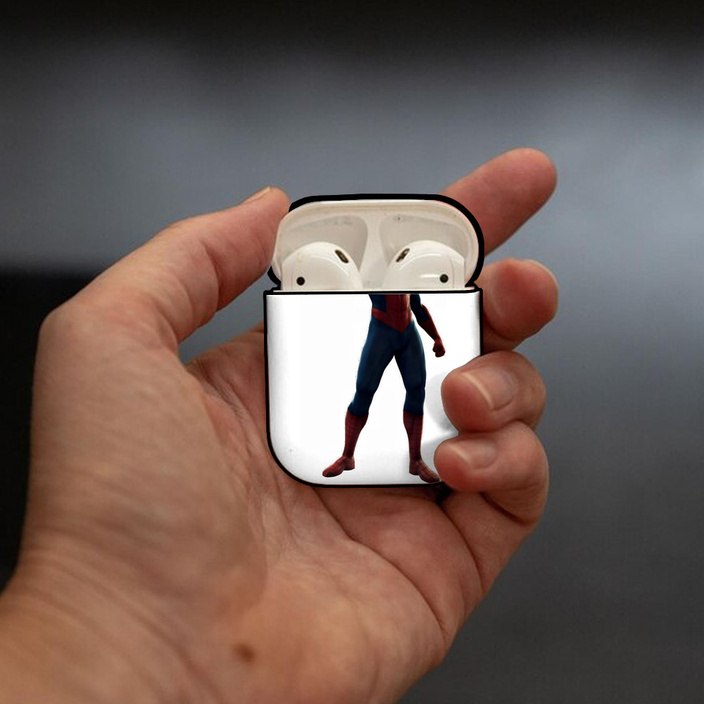 Spider Man スパイダーマン AirPods 第2世代保護ケース ハードシェル ブラック 耐衝撃・防指紋・カラビナ付き