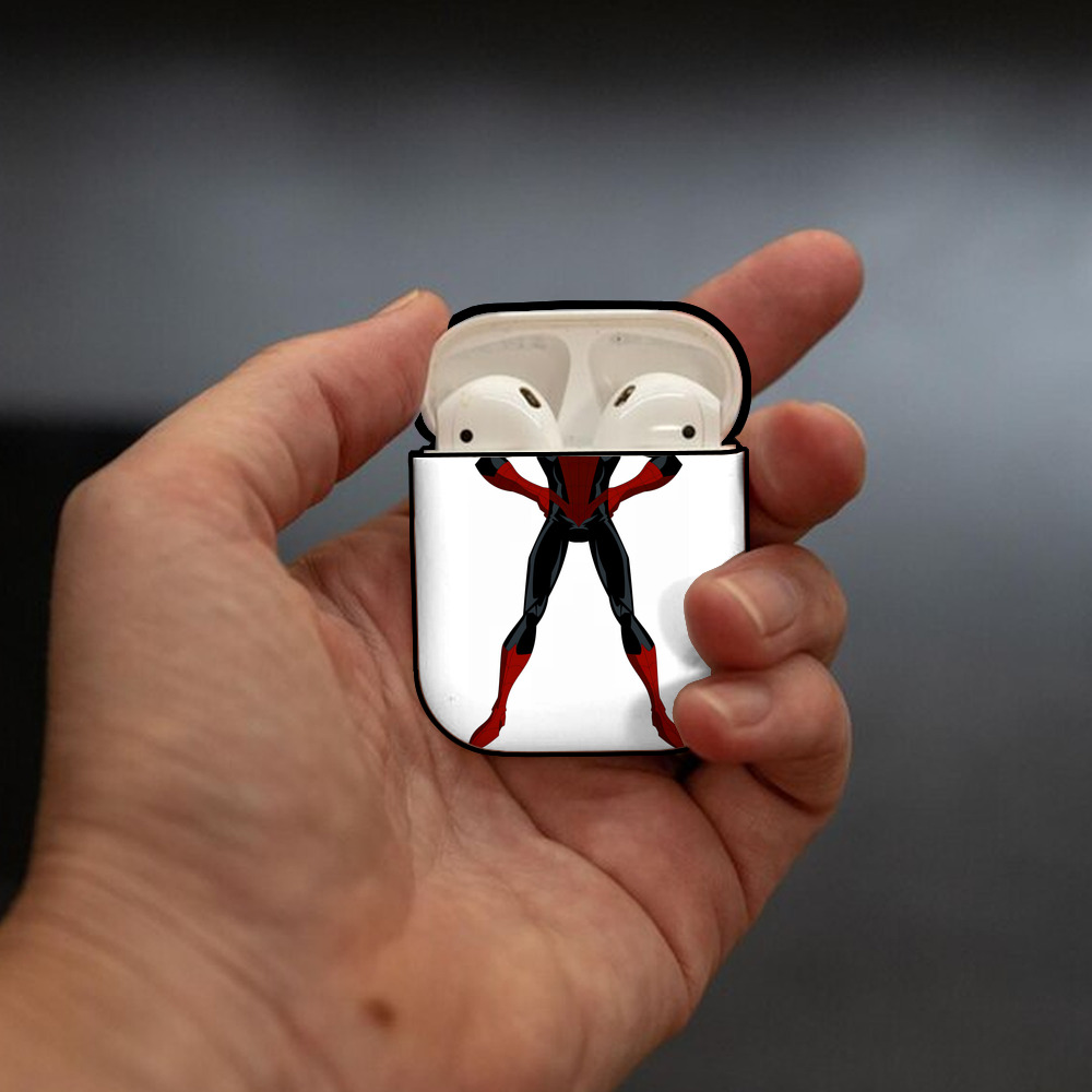 Spider Man スパイダーマン AirPods 第2世代保護ケース ハードシェル ブラック 耐衝撃・防指紋・カラビナ付き