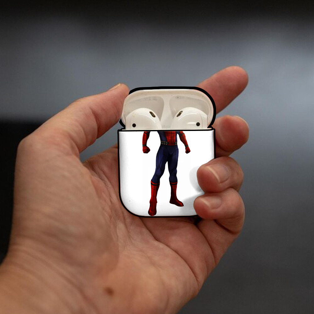 Spider Man スパイダーマン AirPods 第2世代保護ケース ハードシェル ブラック 耐衝撃・防指紋・カラビナ付き