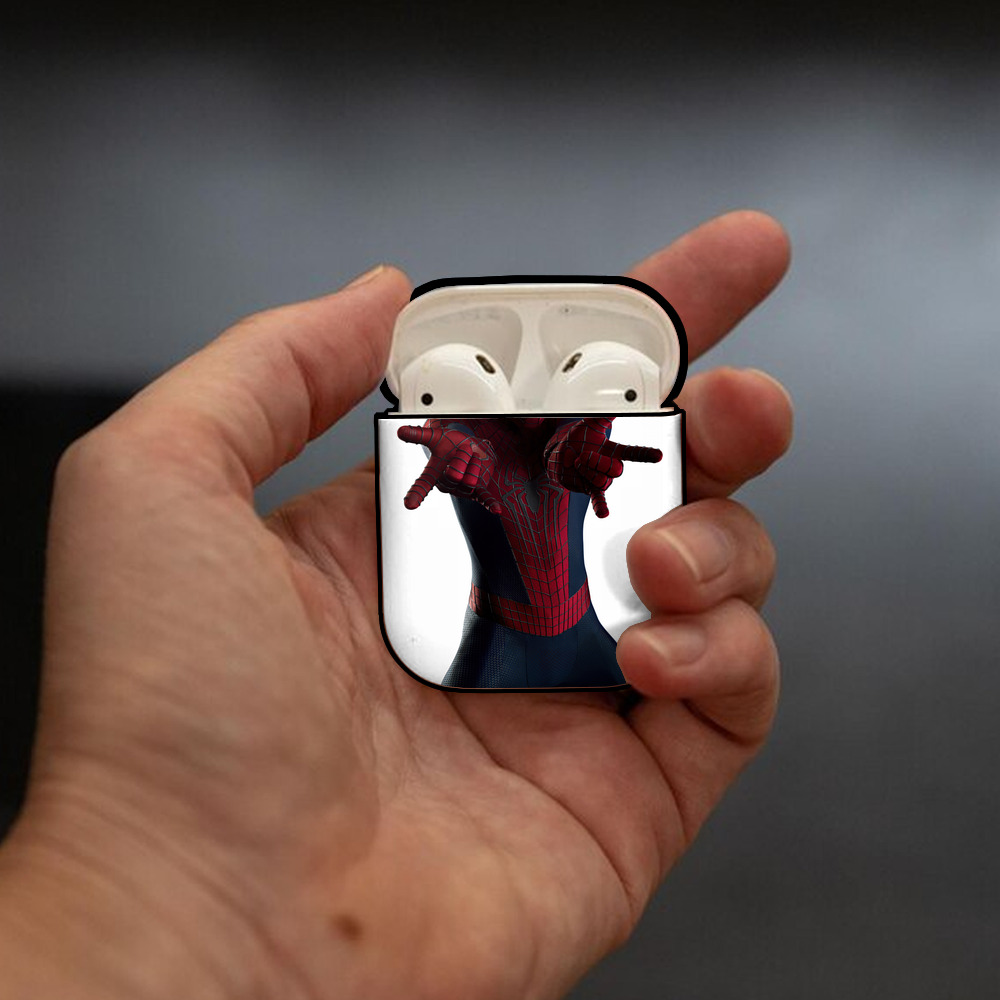 Spider Man スパイダーマン AirPods 第2世代保護ケース ハードシェル ブラック 耐衝撃・防指紋・カラビナ付き