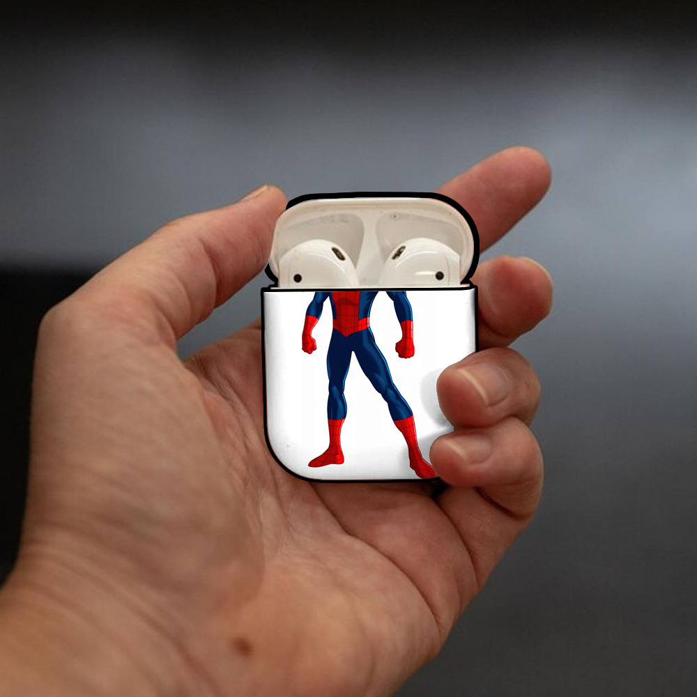 Spider Man スパイダーマン AirPods 第2世代保護ケース ハードシェル ブラック 耐衝撃・防指紋・カラビナ付き