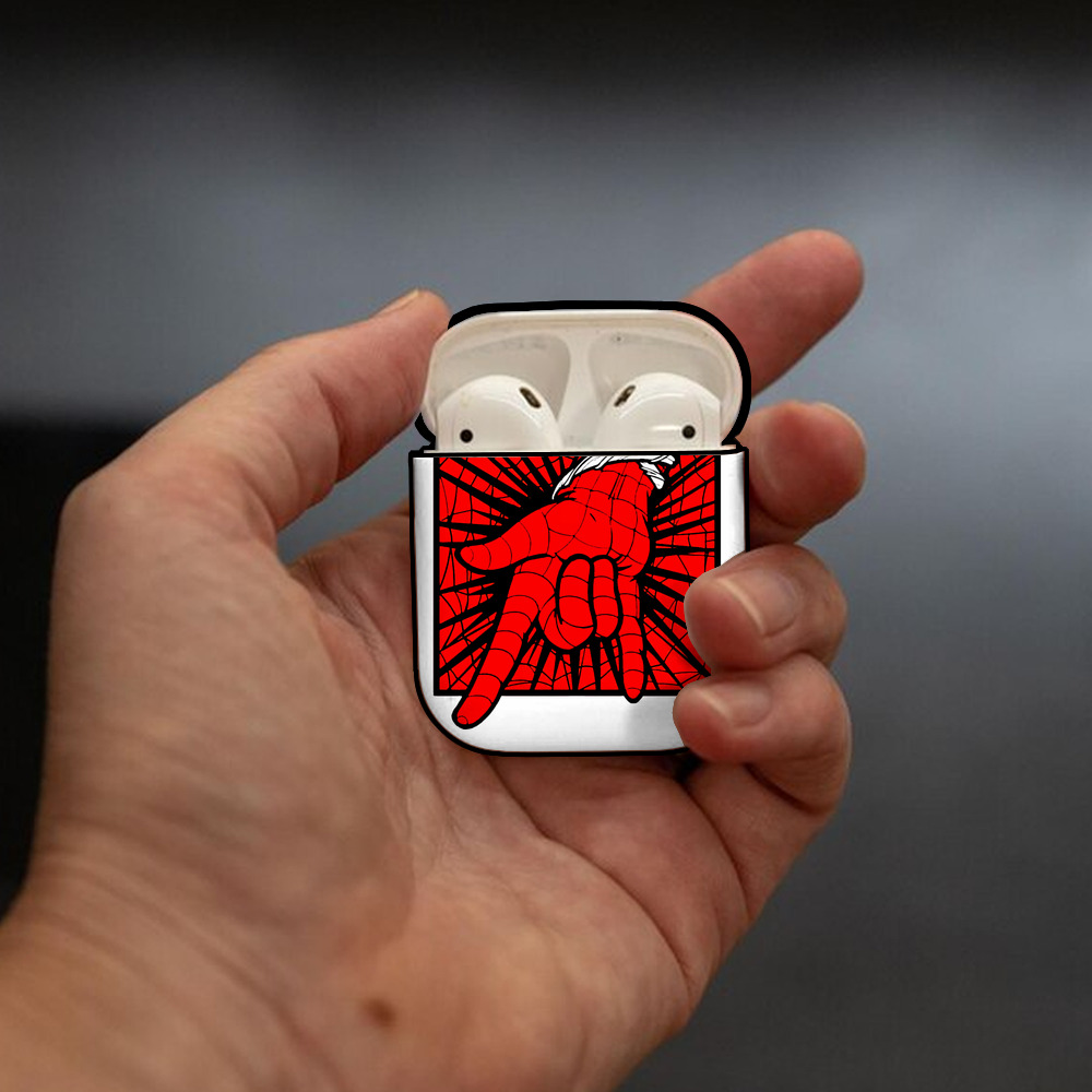 Spider Man スパイダーマン AirPods 第2世代保護ケース ハードシェル ブラック 耐衝撃・防指紋・カラビナ付き
