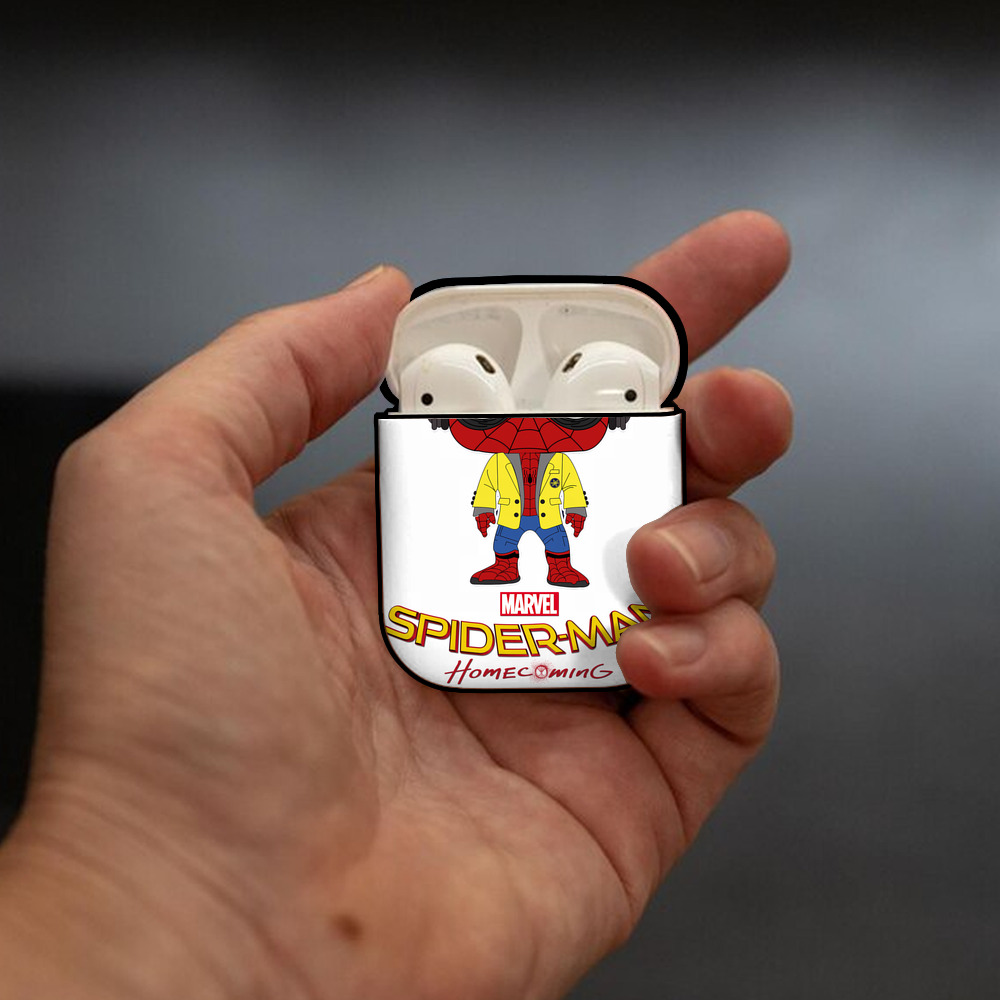 Spider Man スパイダーマン AirPods 第2世代保護ケース ハードシェル ブラック 耐衝撃・防指紋・カラビナ付き