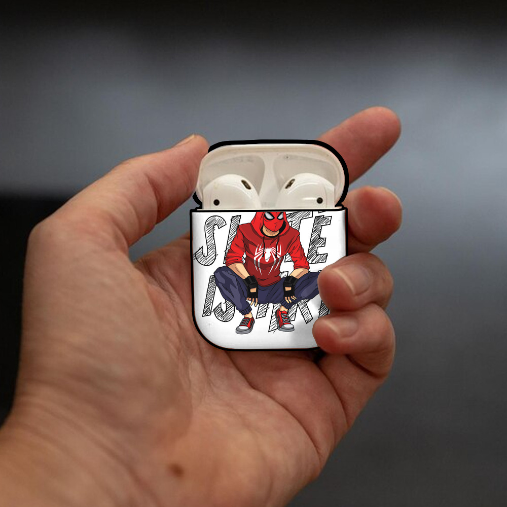 Spider Man スパイダーマン AirPods 第2世代保護ケース ハードシェル ブラック 耐衝撃・防指紋・カラビナ付き