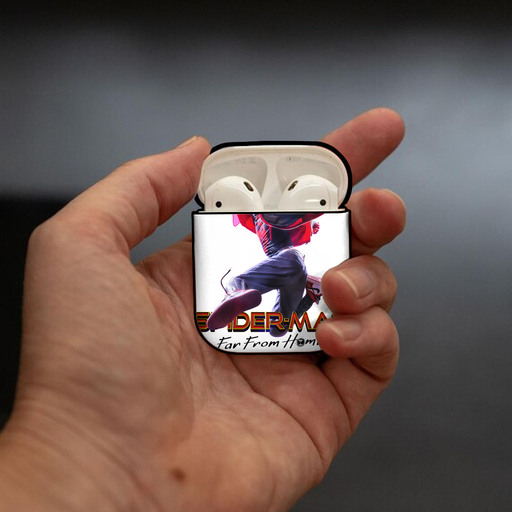 Spider Man スパイダーマン AirPods 第2世代保護ケース ハードシェル ブラック 耐衝撃・防指紋・カラビナ付き