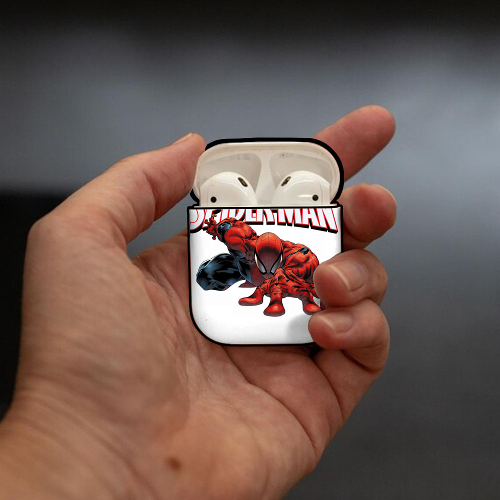 Spider Man スパイダーマン AirPods 第2世代保護ケース ハードシェル ブラック 耐衝撃・防指紋・カラビナ付き
