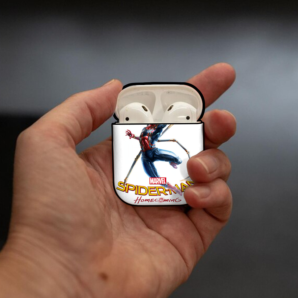 Spider Man スパイダーマン AirPods 第2世代保護ケース ハードシェル ブラック 耐衝撃・防指紋・カラビナ付き