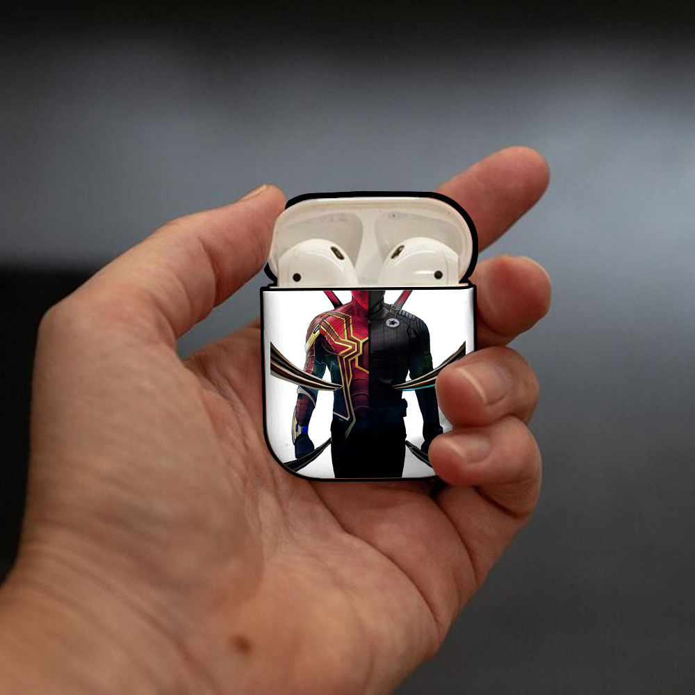 Spider Man スパイダーマン AirPods 第2世代保護ケース ハードシェル ブラック 耐衝撃・防指紋・カラビナ付き