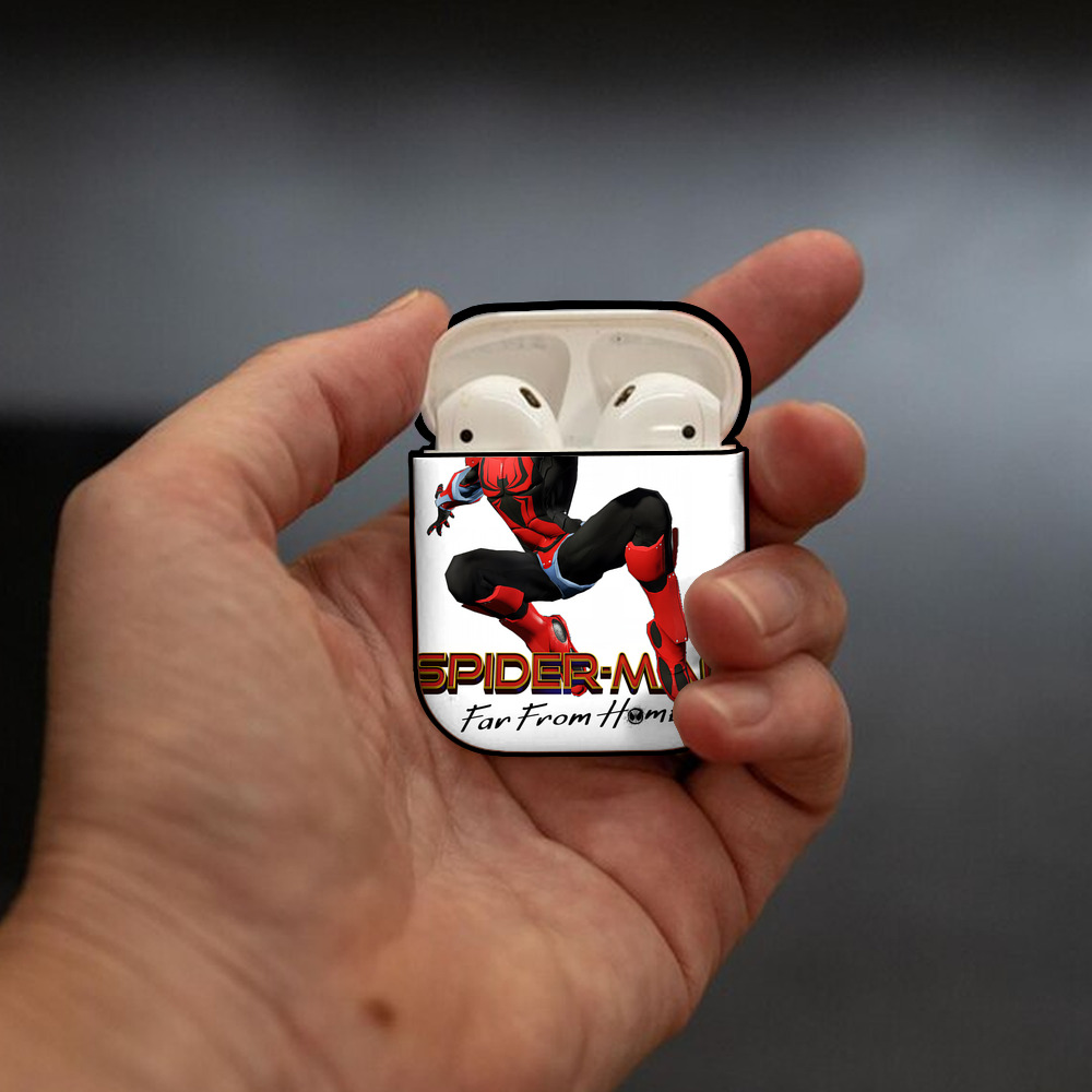 Spider Man スパイダーマン AirPods 第2世代保護ケース ハードシェル ブラック 耐衝撃・防指紋・カラビナ付き