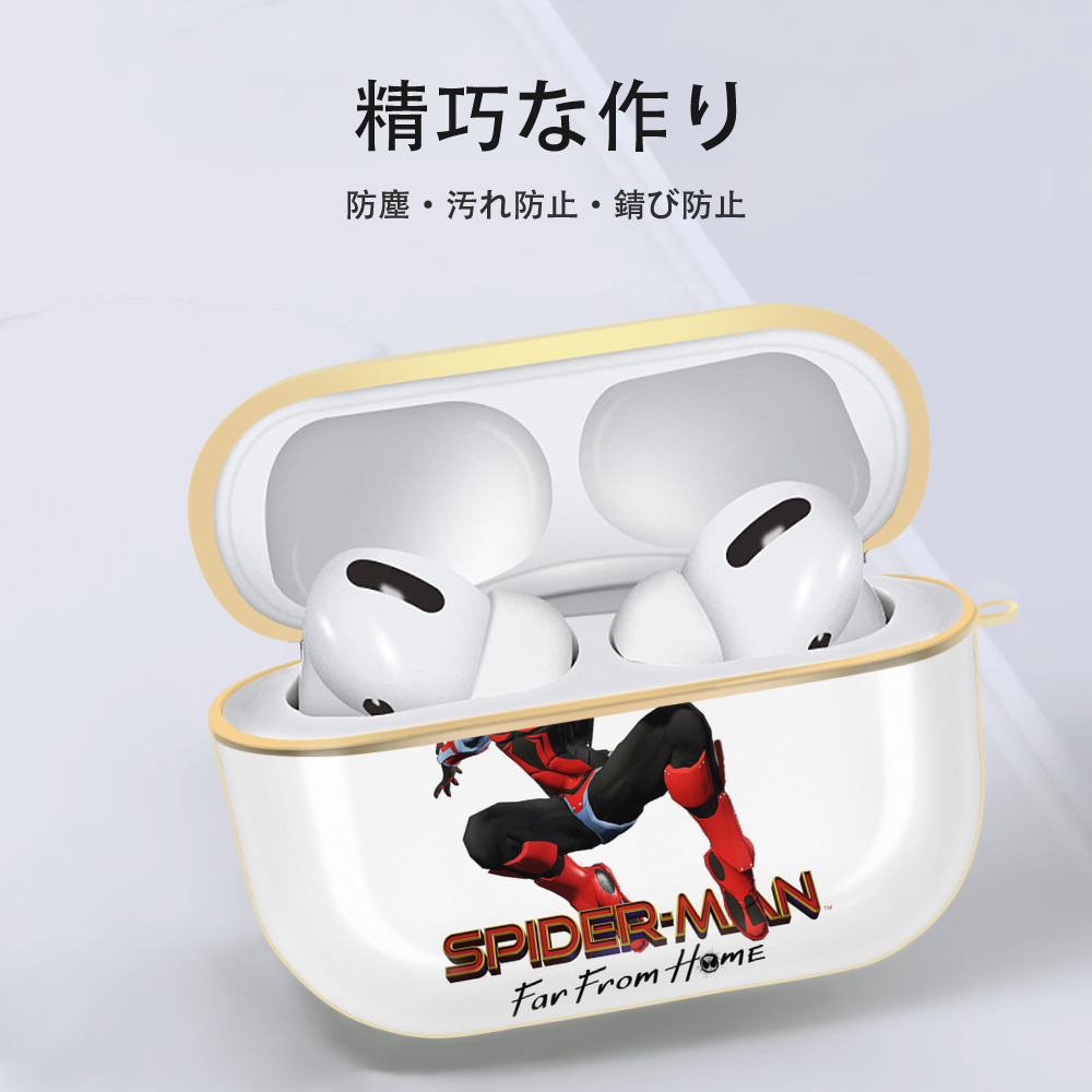 Spider Man スパイダーマン 【AirPods Pro用】ハードシェル保護ケース｜耐衝撃・防指紋・カラビナ付き商品仕様