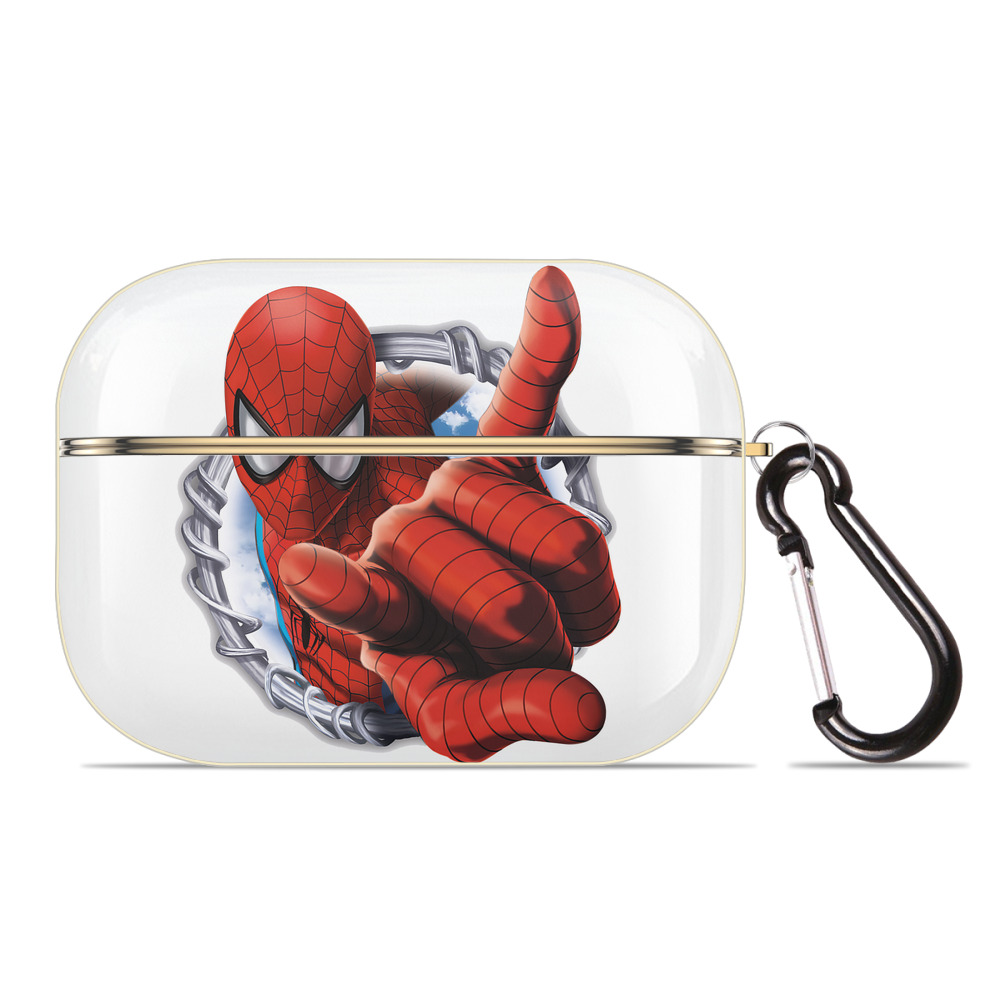 （画像用） Spider Man スパイダーマン 【AirPods Pro用】ハードシェル保護ケース｜耐衝撃・防指紋・カラビナ付き商品仕様